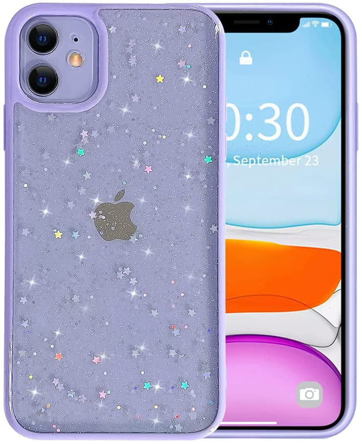 Compatible With Iphone 11 Case Clear Sparkly Bling Star Glitter Design For Women Girls Soft Tpu Shockproof Anti Scratch Protective Cases For Iphone 11 Purple Walmart Com