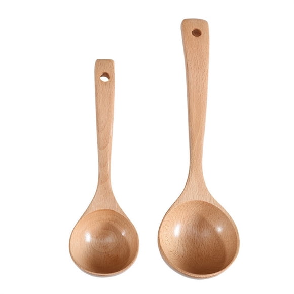 Set of 2 Wooden Ladle for Soup Spoons Large Laddle Deep Ladle Spoon Set- Big Soup Ladle, Serving Spoon Wood Ladles for Cooking Ladle Spoons