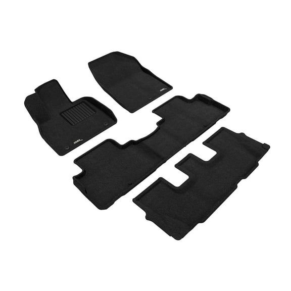 3D MAXpider Custom Fit Elegant Floor Mats (Black) Compatible with Hyundai Palisade 8 -Seats 2020-2025 - Full Set