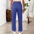 thumbnail image 5 of XFLWAM Baggy Sweatpants for Women Drawstring Elastic High Waist Wide Leg Pants Lightweight Loose Fit Track Pants Trousers with Pockets Blue XXL, 5 of 8