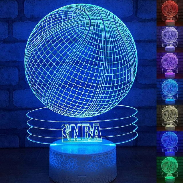Basketball 3D Optical Illusion Acrylic Night Light Touch Switch 7 Color Change USB LED Desk Lamp
