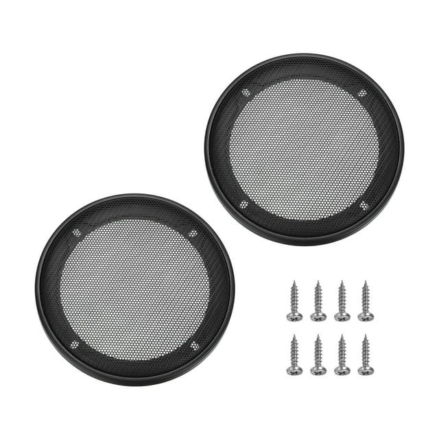 Unique Bargains 2pcs 6.5' Grill Mesh Decorative Circle Woofer Guard Protector Cover Parts Black