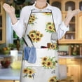 thumbnail image 6 of Yellow Purple Flower Bouquet Sunflower Apron-Garden Aprons for Women with Pockets-Cotton Linen Waterproof Kitchen Cooking Gardening Aprons Adjustable for Kitchen,Cooking,BBQ and Salon 33x27 Inch, 6 of 7