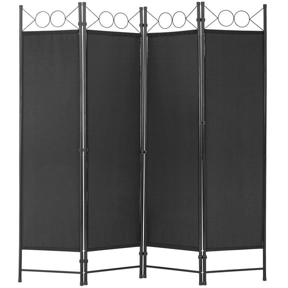 LKUPM 4-Panel Room Divider, 6FT Folding Privacy Screen with Steel Frame, Freestanding Partition for Home and Office