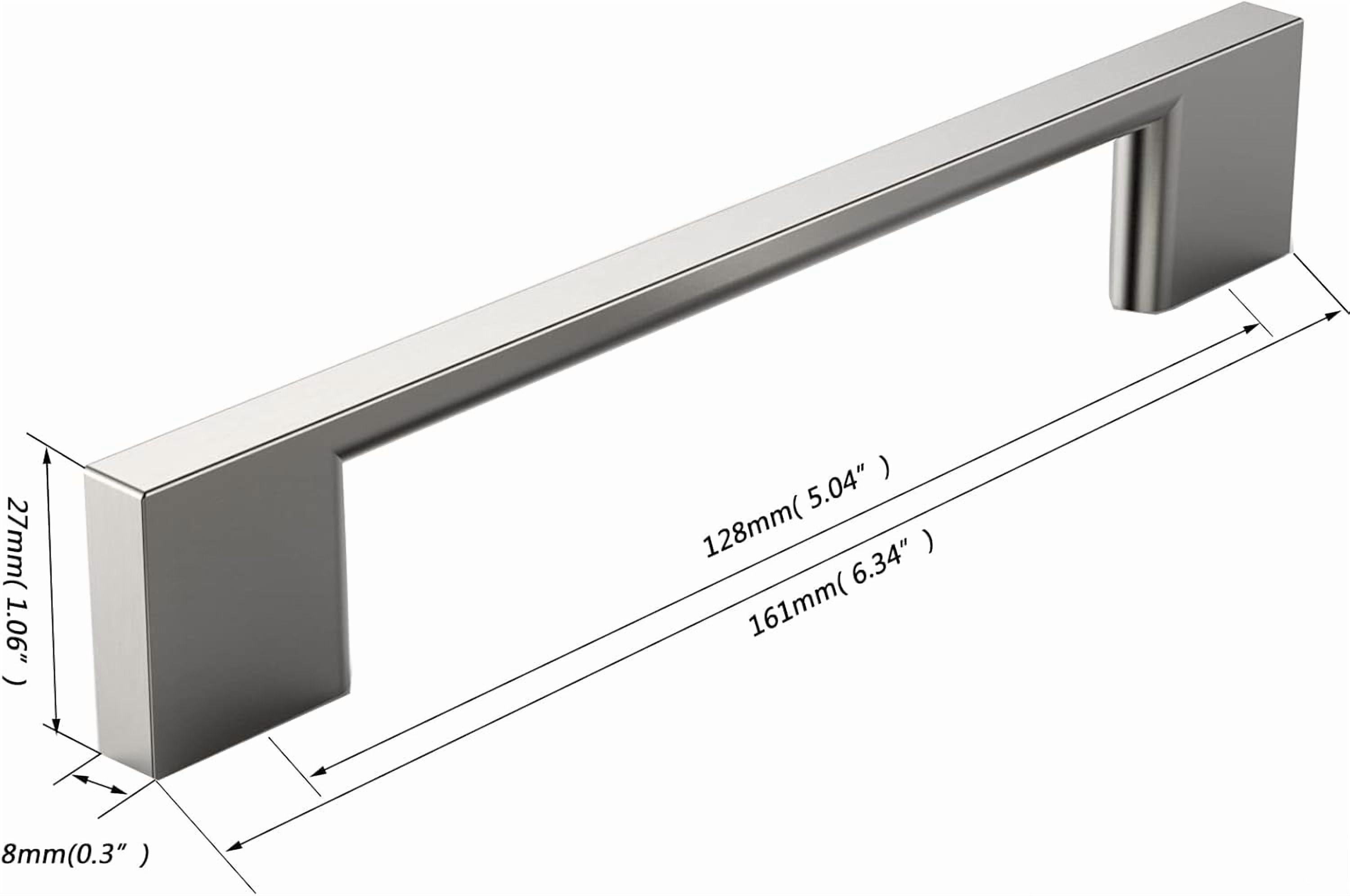 Furniware 10 Pack Cabinet Pull,Brushed Nickel Cabinet Handles,Hardware Drawer Pulls,Solid Aluminum Kitchen Cabinet Door Handles Pull-128mm(5 Inch) Hole Center