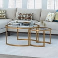 thumbnail image 2 of Henn&Hart Metal Two Tier Glass Top Brass Coffee Table, 2 of 8