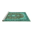 thumbnail image 2 of Ahgly Company Machine Washable Indoor Square Medallion Turquoise Blue Traditional Area Rugs, 6' Square, 2 of 4