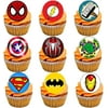 Superhero Cupcake Toppers, Spiderman Hulk Ironman Superman Batman, 35x1.5inch Precut Edible Wafer Paper, CHOCKACAKE Cupcake Decorations for Boys