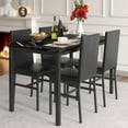 thumbnail image 1 of AWQM 5-Peice Dining Table Set, Faux Marble Dining Room Table and Chairs Set, Rectangle Kitchen Table Set with Durable Metal Frame and Upholstered Chairs, for Dining Room, Kitchen, Black, 1 of 11