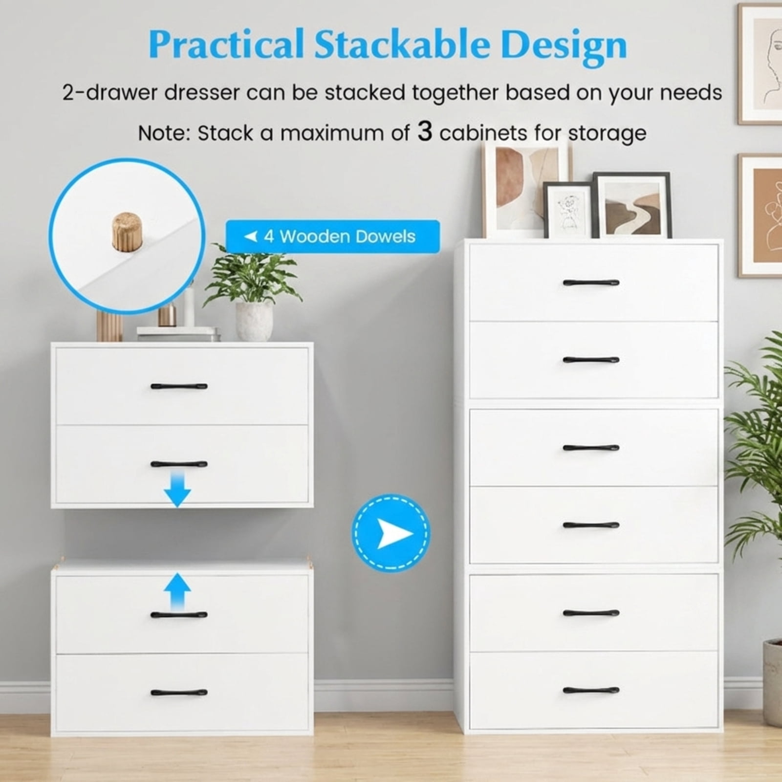 Furnibear 2, White - Bedroom Closet Office Dresser Organizer Home Furniture Home Furniture Home Furniture