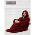 thumbnail image 4 of AMITOFO Wearable Blanket, Oversized Sherpa Blanket Hoodie with Giant Pocket and Sleeve for Adults Women Men, Soft Comfy Warm Fleece Sweatshirt Winter Gift (Burgundy), 4 of 6