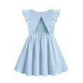 thumbnail image 1 of Vestido Arshiner 3T azul con mangas con volantes y espalda sin espalda para niños pequeños, 1 of 8