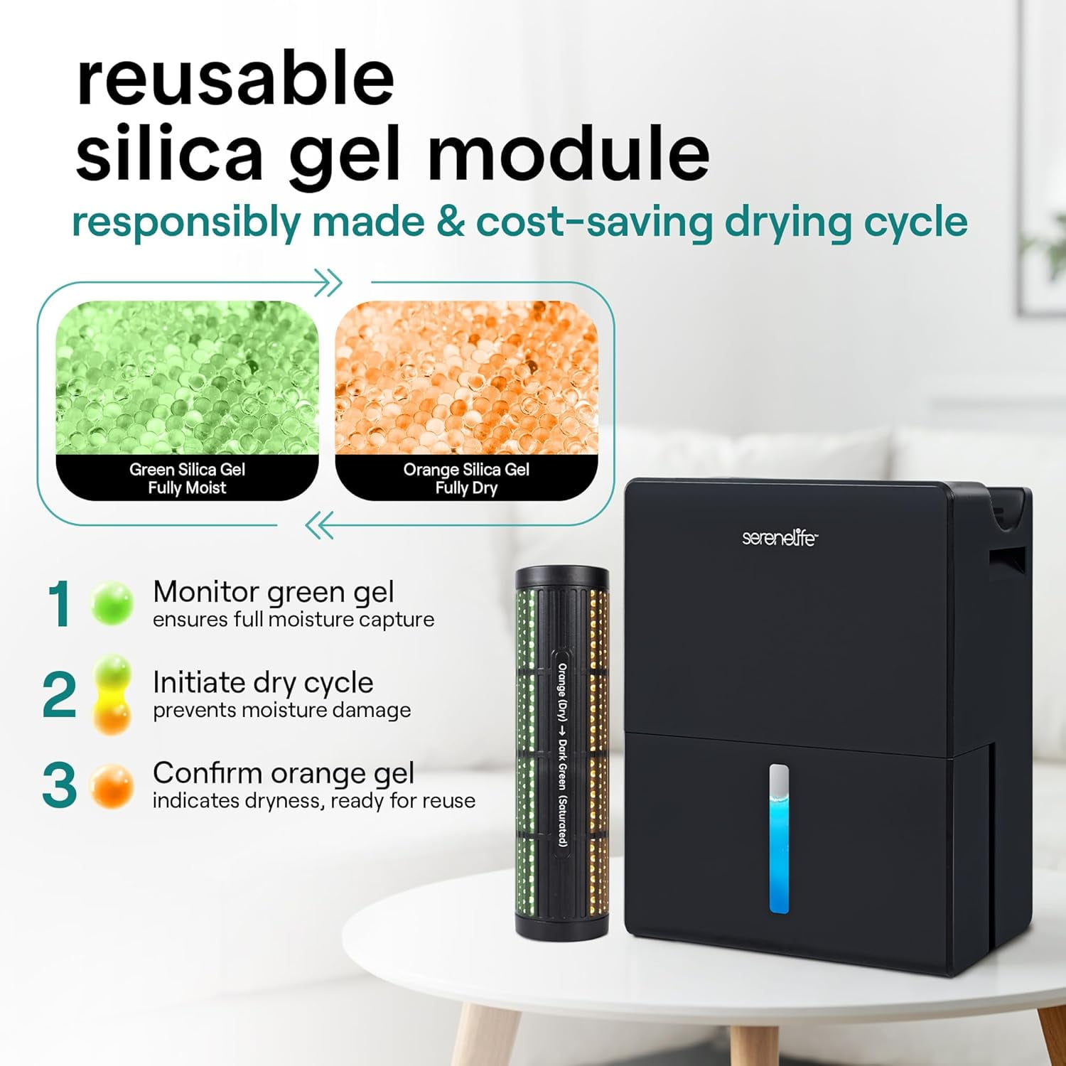 SereneLife 91 Oz Quiet Home Dehumidifier with Drying Base – Smart Humidity Control, Timer & Sleep Mode, Ideal for Bedroom, Bathroom & Basement, Up to 1200 Sq Ft Coverage (Black, 9 x 6 x 13 In)