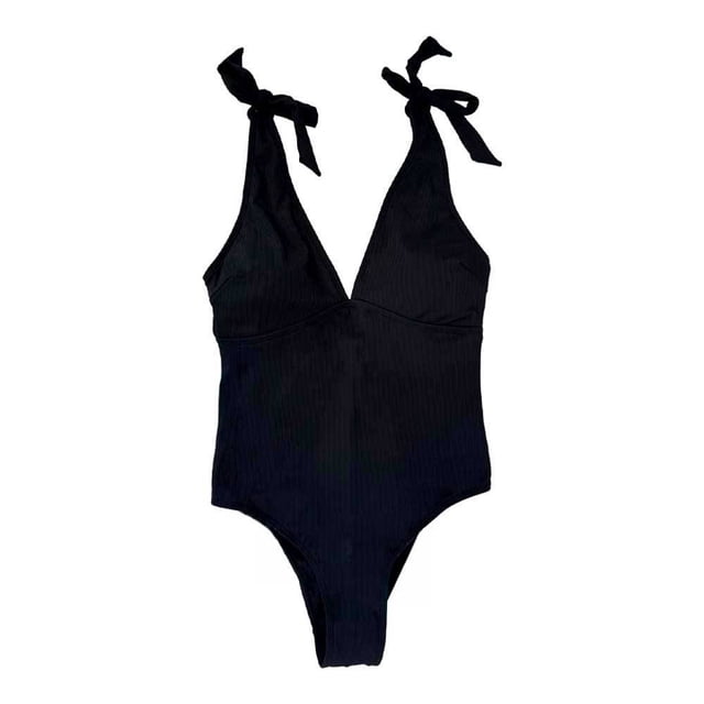 Traje de Baño Ocean Pacific para Mujer Completo con Nudo en Tirante, Cuello V Negro Talla G