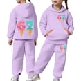 thumbnail image 2 of 67 Six Seven Letter Outfits Set For Kids Outfits Set Casual Girls Fashion Hoodie And Jogger Cute Printed Pullover Tracksuit For Kids And Daily Wear Purple 110(3-4 Years), 2 of 9