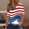 thumbnail image 2 of Button American Flag Shirts for Womens 2025 Independence Day Outfits USA Flag Stars Stripes Graphic Summer Tops Henley V Neck Tunic T-Shirts Memorial Day Patriotic Tee Shirt Vacation Clothes, 2 of 5