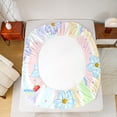thumbnail image 5 of Homewish Cartoon Blossoms Floral Queen Sheet Sets for Kid, Dreamy Rainbow Flat Sheet, Colorful Stripes Lines Queen Fitted Sheet, Microfiber Bedroom Decor, 4-Piece, 5 of 7