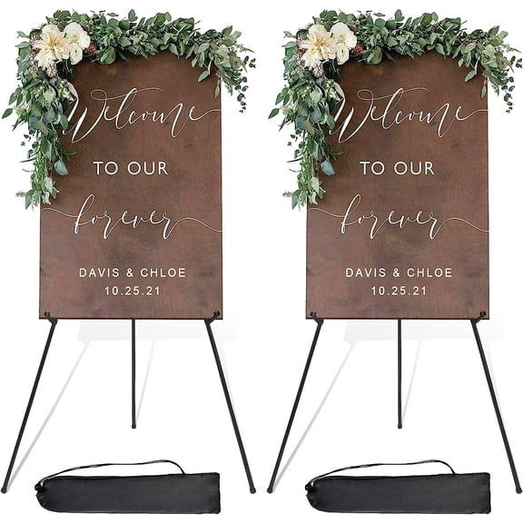 Easel Stand for Wedding Sign Poster 63'' Instant Display Easel for Floor Adjustable Metal Art Easel Black 2 Pack