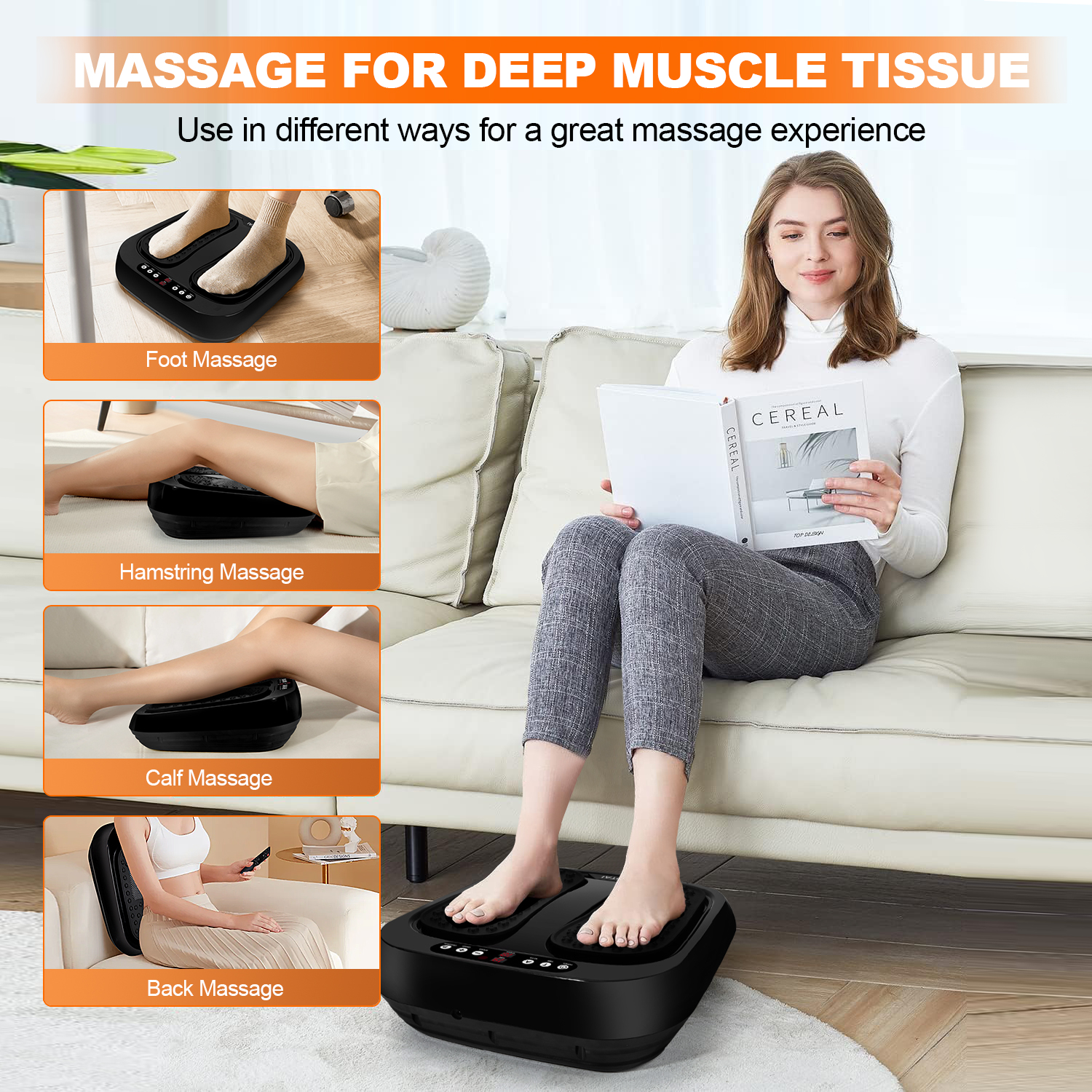 BEF Upgraded Electric Foot Massager Machine, 5 Auto Modes 20 Levels Speed, Remote Control, Deep Kneading Therapy by BEF, Gifts for family menbers