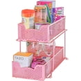 thumbnail image 2 of Simple Houseware 2 Tier Sliding Cabinet Basket Organizer Drawer, Pink, 2 of 5