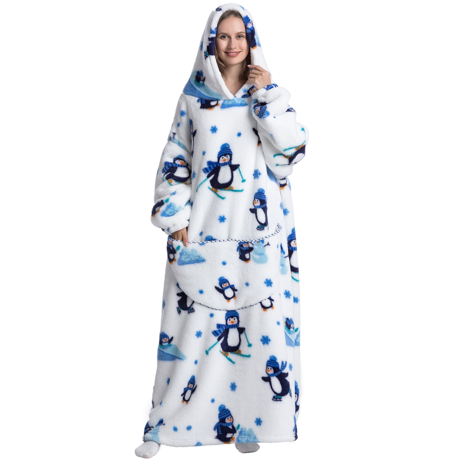 Msrlassn Extra Long Wearable Blanket Hoodie for Women Men Adults Oversized Hooded Blanket Sweatshirt, Super Soft Warm Comfortable Giant Wearable Blanket Hoodie with Big Pocket