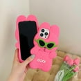 thumbnail image 4 of Kawaii Phone Cases Apply to iPhone 13,Cute Cartoon Bunny Phone Case 3D Funny Rose Red Babbit with Sunglasses Case for Women Girls Soft Silicone Shockproof Cover for iPhone 13, 4 of 14