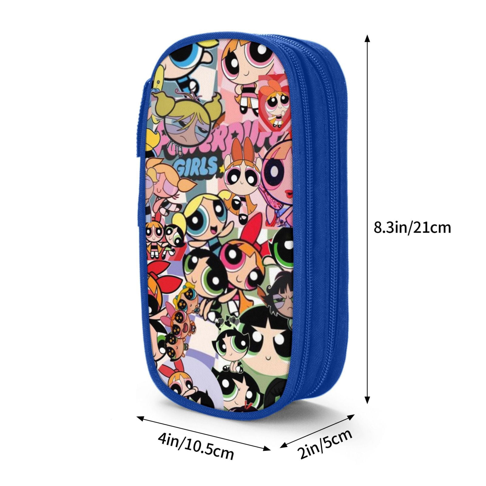 The Powerpuff Gi-rls Pencil Case Large Capacity Pencil Pouch Penbag Office Stationery Organizer Travel Makeup Bag Blue