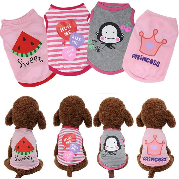 4 Packs Dog Shirt for Small Dogs, Wenye Dog Pink Clothes for Girl S ...