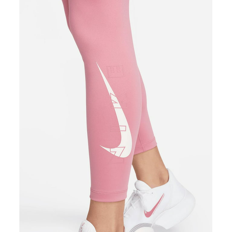 Nike One Women's Mid-Rise 7/8 Graphic Training Leggings, Desert Berry, L 