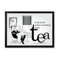 Designart 'Ancient Fashion Girl Drinking A Cup Of Tea' Vintage Framed Art Print