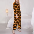 thumbnail image 3 of Fotbe Orange Pumpkin And Autumn Maple Conjunto de Pijama de Manga Larga para Mujer con Estampado, Ropa de Dormir de 2 Piezas, Conjunto de Casa Suave y Cómodo con Bolsillos-X-Large, 3 of 7