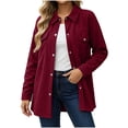 thumbnail image 3 of Women Waffle Knit Shacket Sevevn Point Collar Button Down Oversized Fit Textured Waffle Fabric Dual Chest Pockets Long Sleeve Outerwear For Daily Casual Wear, 3 of 8