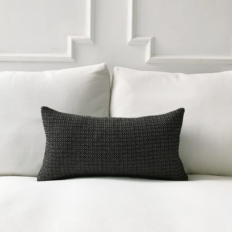 Origin 21 Striped Grey-white Rectangular Lumbar Pillow at
