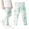 thumbnail image 2 of Odeerbi Kids Girls Leggings Tie-dye Stretchy Tights Pants Gradient Printed Pants High Waist Stretchy Soft Tights Kids Summer School Wearing Green, 2 of 5