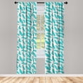 thumbnail image 3 of Ambesonne Turquoise Curtains, Bird Feathers Design, Pair of 28"x63", Turquoise White Beige, 3 of 5