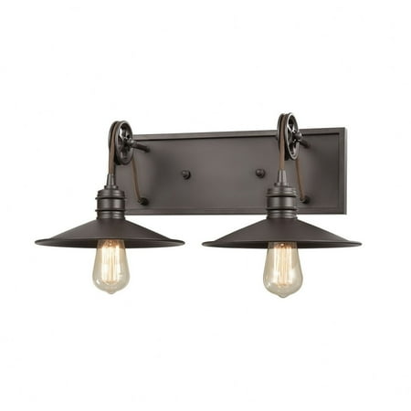 

Two Light Exposed Bulb Bath Vanity with Steampunk Style Farmhouse Bathroom Light with Rectangular Back Plate Bailey Street Home 2499-Bel-3353850