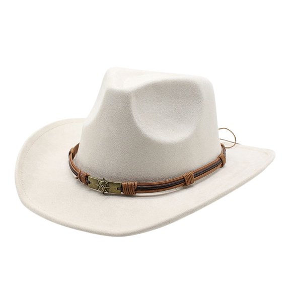 Women Men Felt Cowboy Hat, Vintage Skull Roll-up Wide Brim Western Hat for Casual Daily