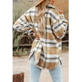thumbnail image 2 of Women's Flannel Plaid Shacket Long Sleeve Button Down Chest Pocketed Shirts Jacket Coats, 2 of 12