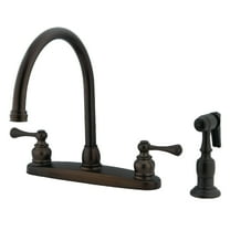 Kingston KB725BLBS Vintage Two-Handle 4-Hole 8" Centerset Kitchen Faucet with Brass Sprayer in Oil Rubbed Bronze