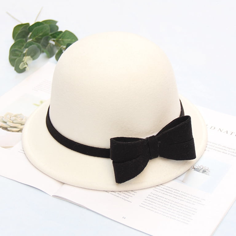 Polyester Felt Bucket Hat Fedora Cloche Cap with Bow Women main image 3