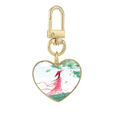 thumbnail image 1 of Verlion Aquamarine Chinese Style Watercolor Gold Heart Keychain Metal Keyring Holder, 1 of 3