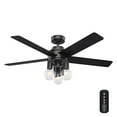 thumbnail image 4 of Hunter - Hardwick Indoor Ceiling Fan With Light, Remote, 52-inch, Matte Black, Casual-style, 4-speed WhisperWind Motor, 50594, for living rooms, bedrooms, home offices, kitchens, 4 of 15