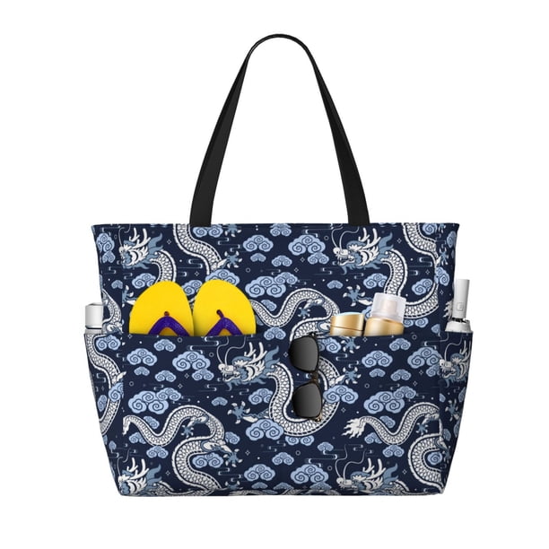 Disketp Dragon Bolsa de Playa de Gran Capacidad, Bolso Impermeable y a Prueba de Arena para Mujer, Ideal para Playa, Piscina y Natación