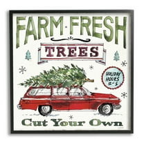 Stupell Industries Farm Fresh Trees Vintage Christmas Advertisement Station Wagon, 24 x 24, Design by Anne Tavoletti