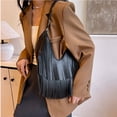 thumbnail image 2 of Fringe Hobo Bag for Women - Vegan Leather Crescent Shoulder Bag, Trendy Tassel Purse for Fall Winter, Boho Chic Handbag for Travel Work Casual Daily, 2 of 10