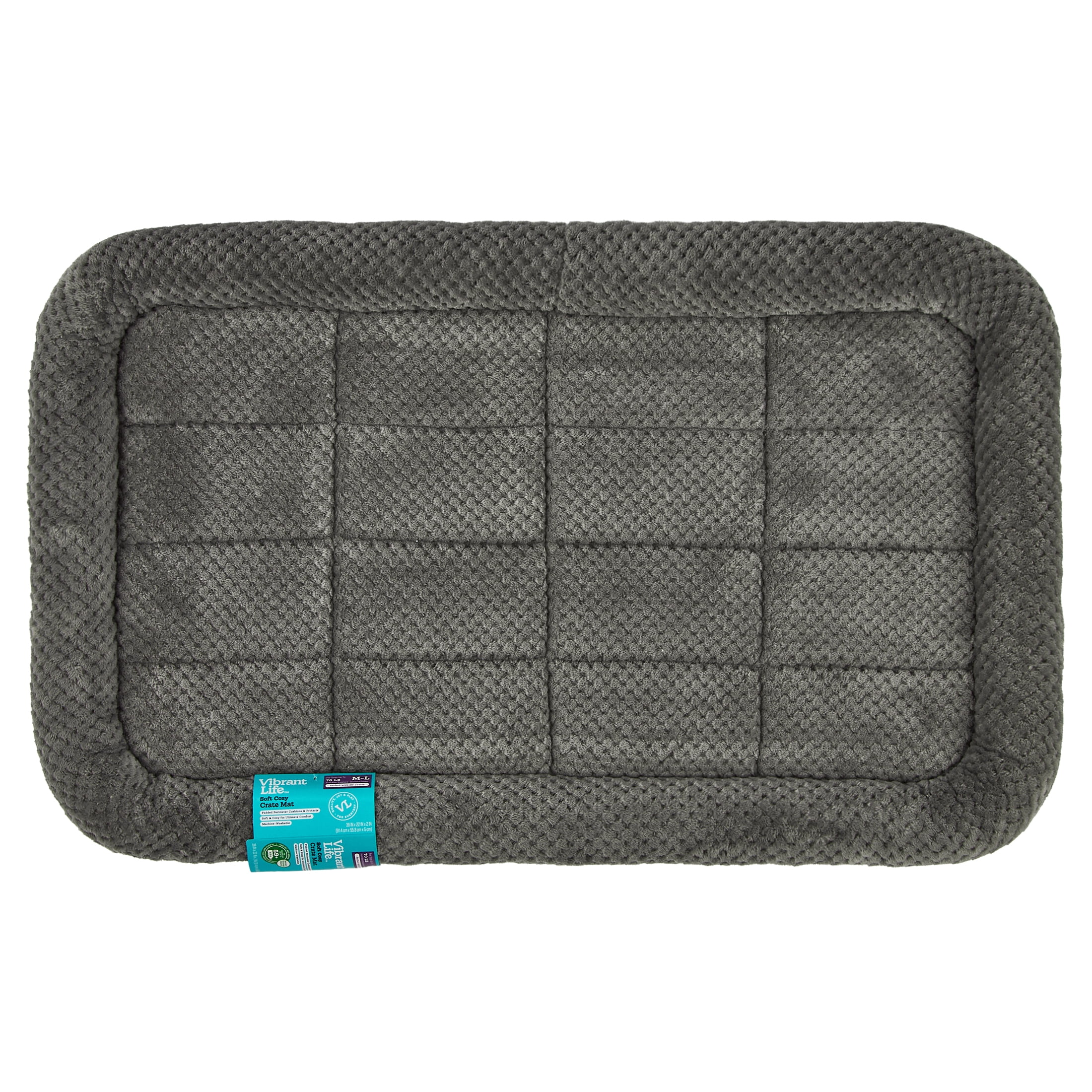 (4 pack) Vibrant Life Medium/Large Soft Cozy Crate Mat, Gray, 36 in x 22 in