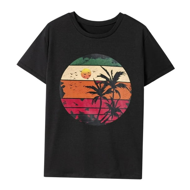 Camiseta de manga corta para mujer, ropa superior con cuello redondo, camiseta sencilla de moda con cuello redondo para compras deportivas SG
