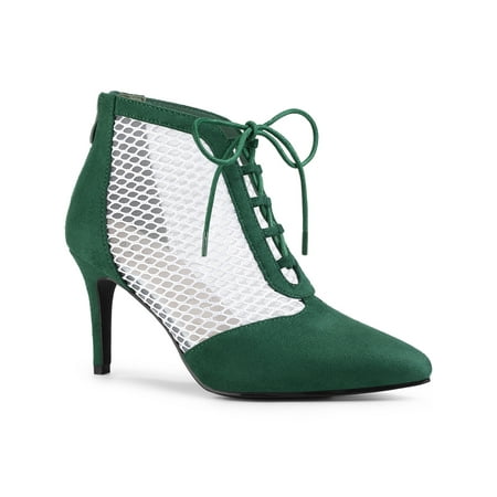 

Allegra K Women s Mesh Lace Up Stiletto Heel Ankle Boots