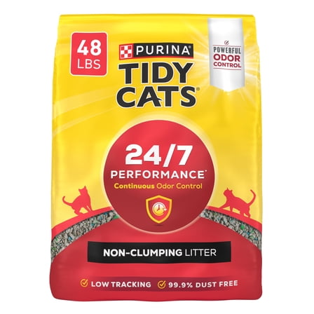 Purina Tidy Cats 24/7 Performance Non-Clumping Cat Litter, Clean Linen Scent, 48 lb Bag