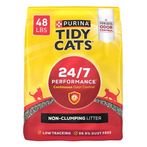 Purina Tidy Cats 24/7 Performance Non-Clumping Cat Litter, Clean Linen Scent, 48 lb Bag